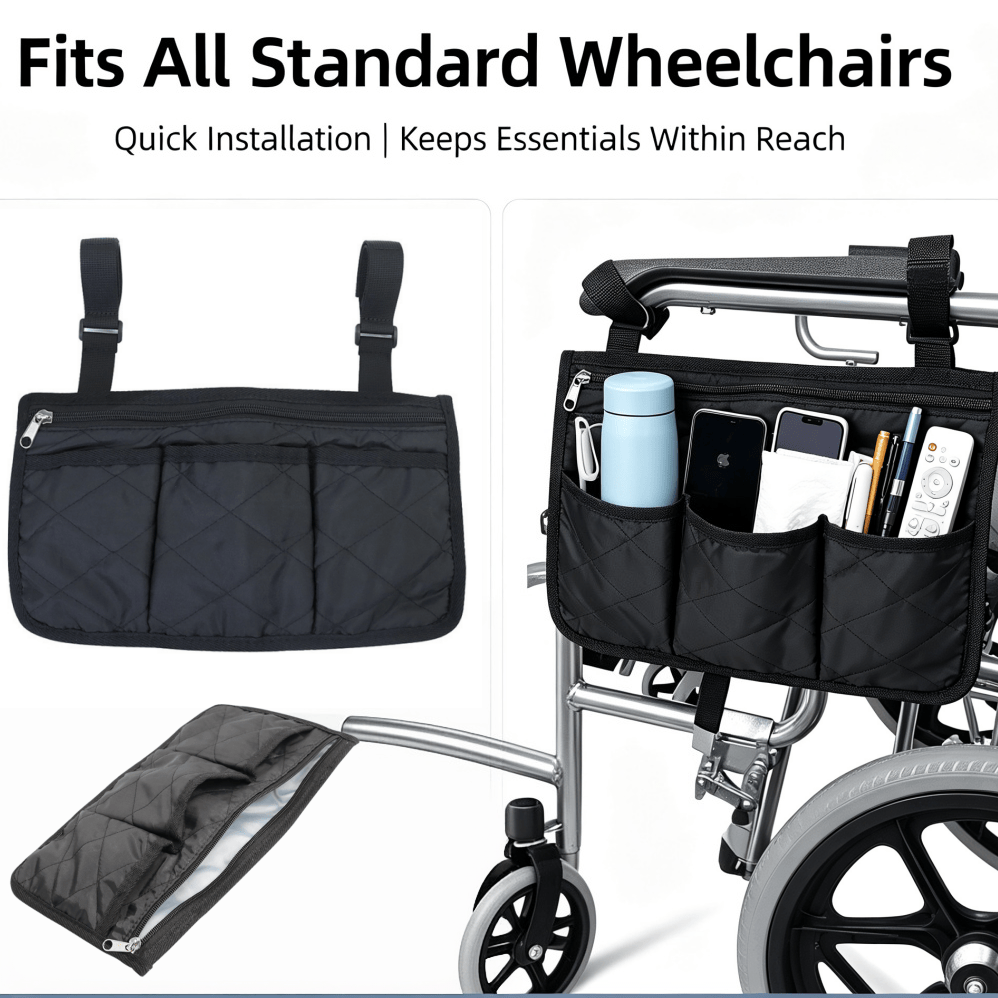 Mental Health Wellness Quotes - Multifunctional Wheelchair Armrest Side Storage Bag